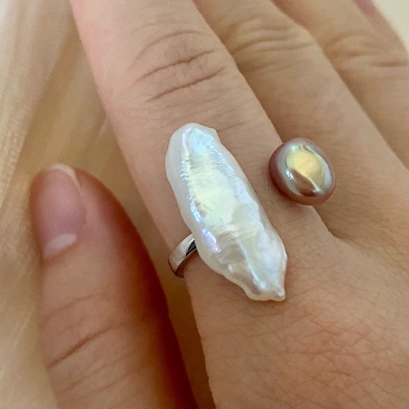 AAAA double pearl ring top quality keshi - Picture 7 of 17